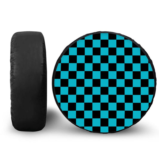 Black & Blue Checkered Spare Tire Cover