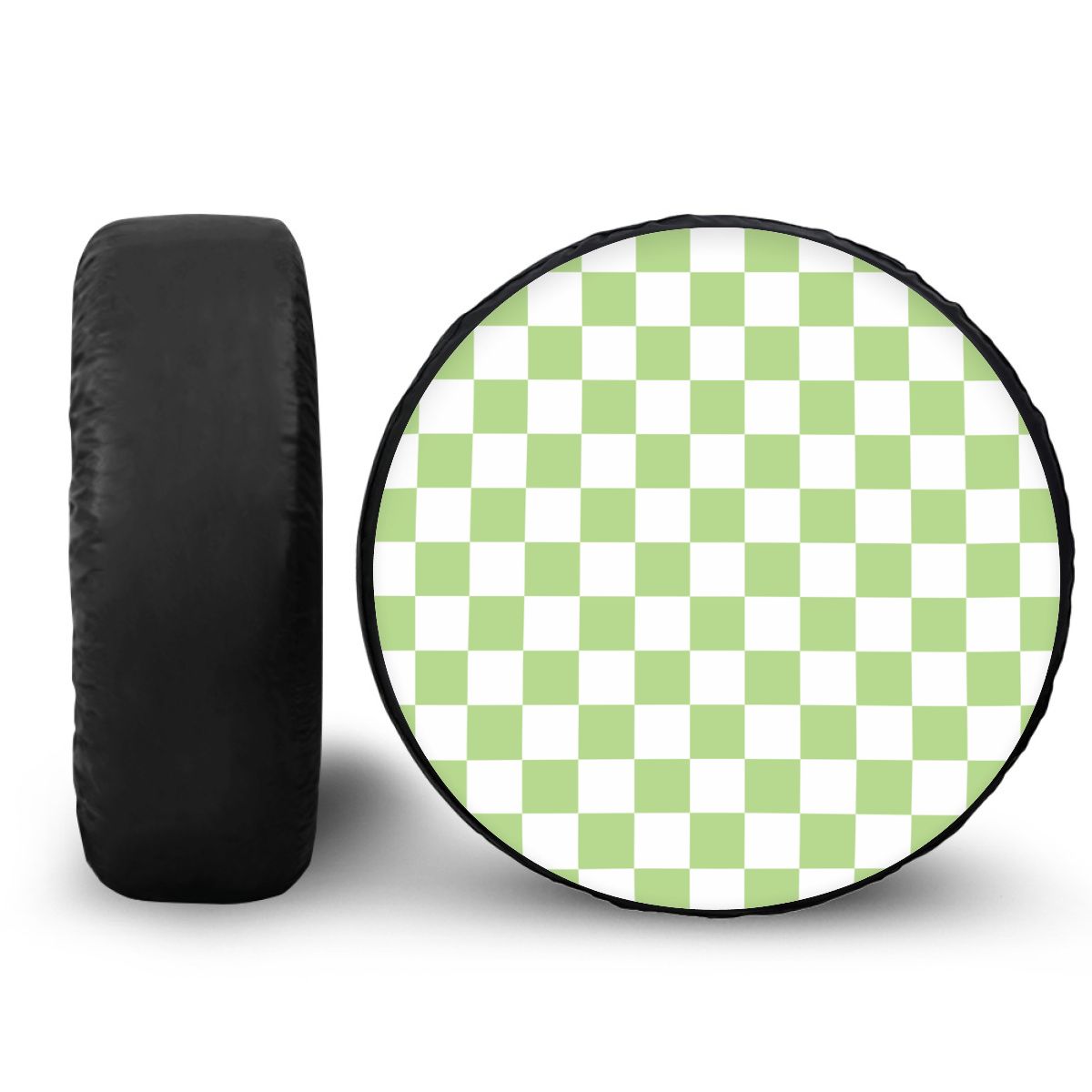 White & Green Checkered Spare Tire Cover