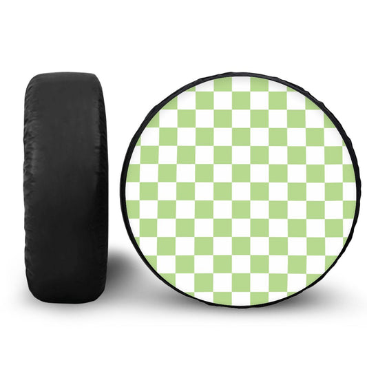 White & Green Checkered Spare Tire Cover