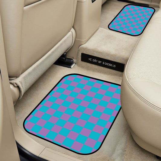 Blue & Purple Checkered Car Mats - Set of 2 - Rear