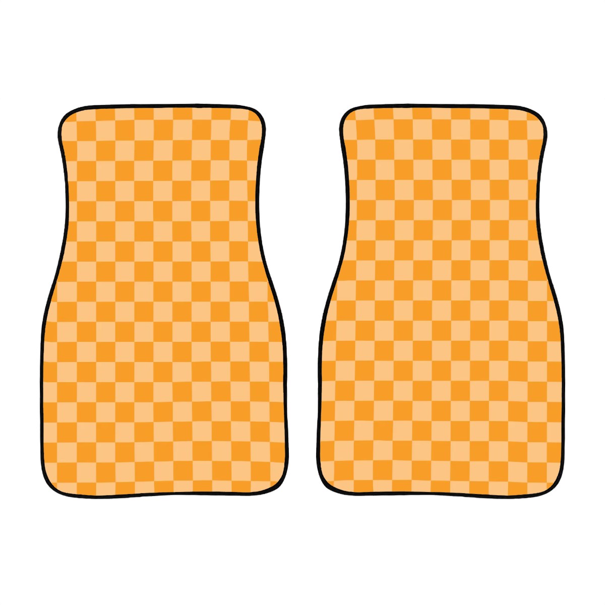 Orange Checkered Car Mats - Set of 2 - Front