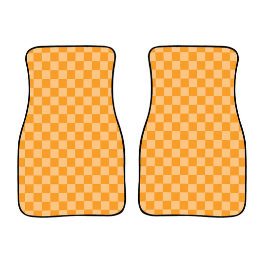 Orange Checkered Car Mats - Set of 2 - Front