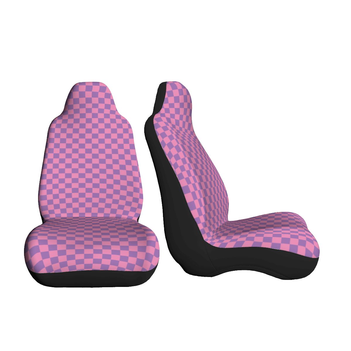 Pink & Purple Checkered Car Seat Covers - Set of 2