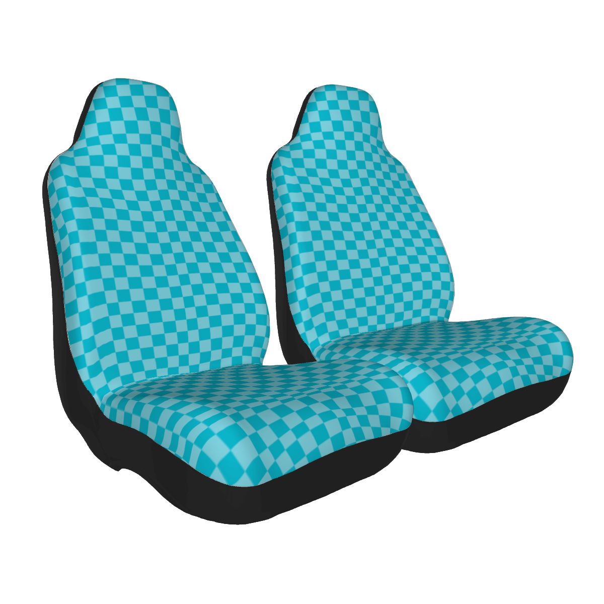 Blue Checkered Car Seat Covers - Set of 2