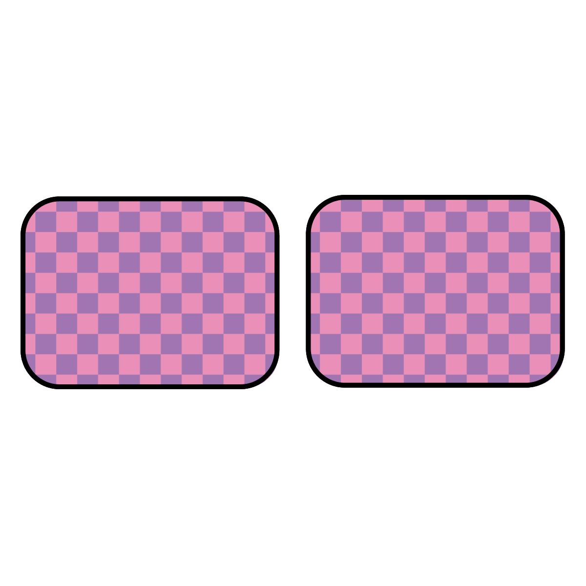 Pink & Purple Checkered Car Mats - Set of 2 - Rear