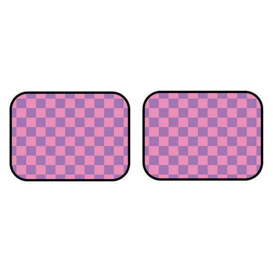 Pink & Purple Checkered Car Mats - Set of 2 - Rear