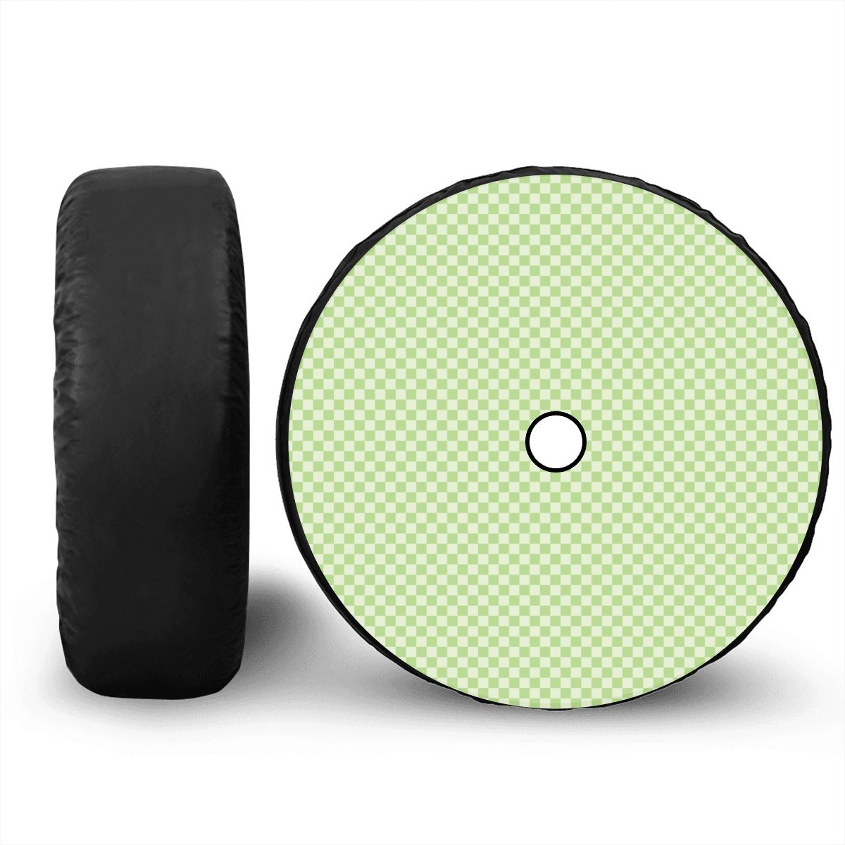 Green Mini Checkered Spare Tire Cover with Camera Hole
