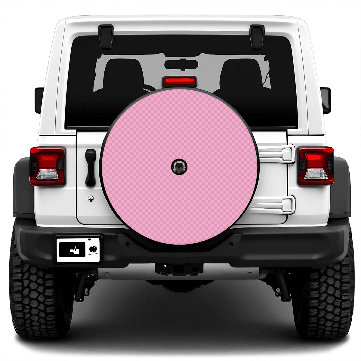 Pink Mini Checkered Spare Tire Cover with Camera Hole