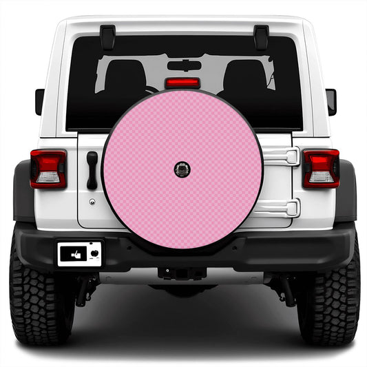 Pink Mini Checkered Spare Tire Cover with Camera Hole