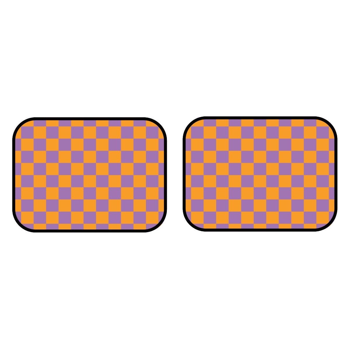 Orange & Purple Checkered Car Mats - Set of 2 - Rear