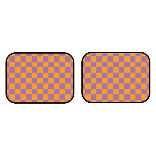 Orange & Purple Checkered Car Mats - Set of 2 - Rear