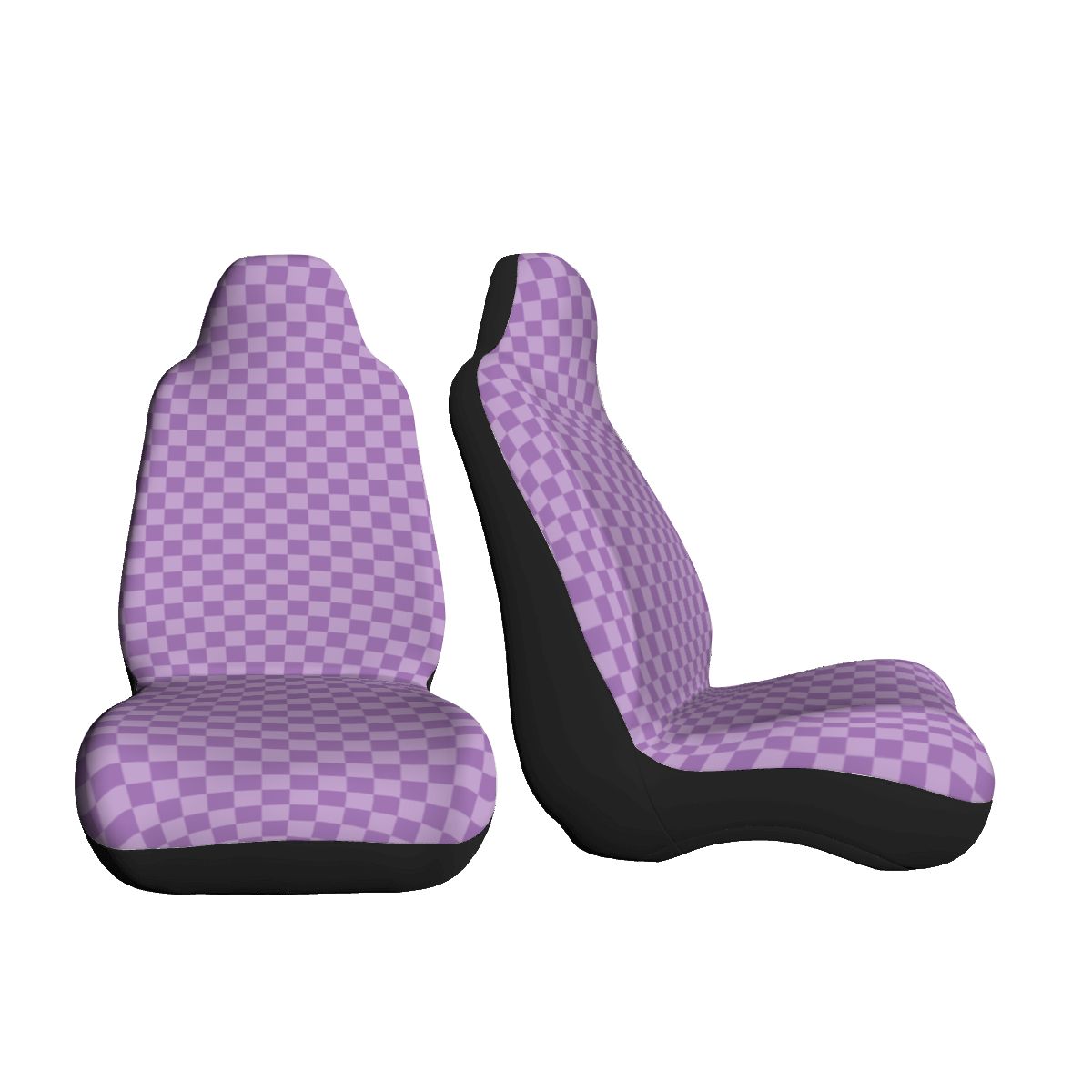 Purple Checkered Car Seat Covers - Set of 2