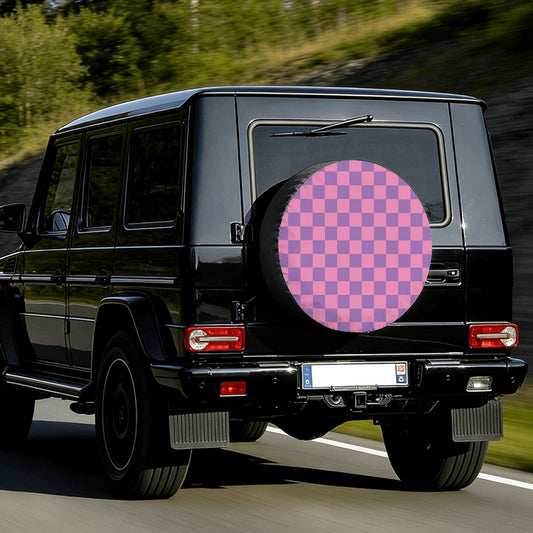 Pink & Purple Checkered Spare Tire Cover