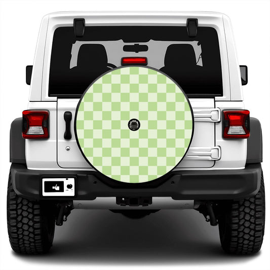 Green Checkered Spare Tire Cover with Camera Hole
